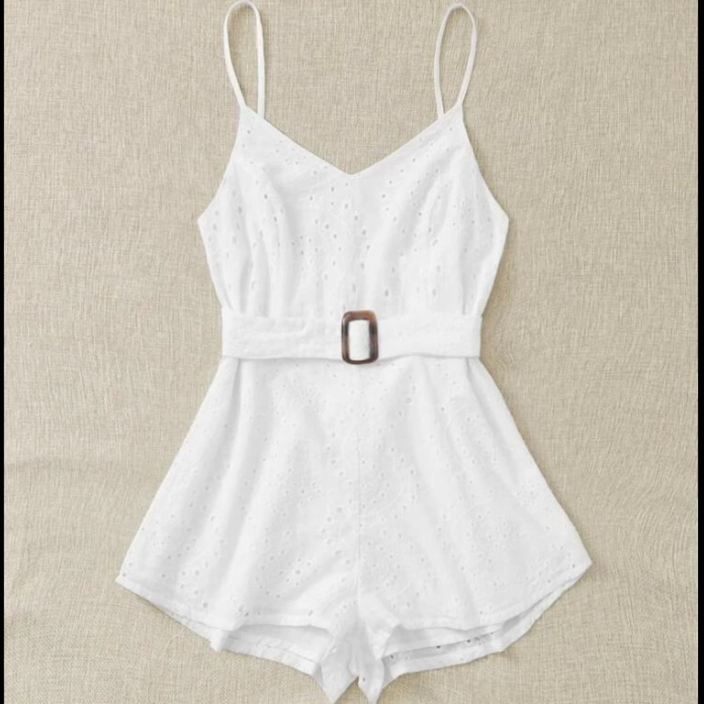 Buckle belted schiffy slip romper